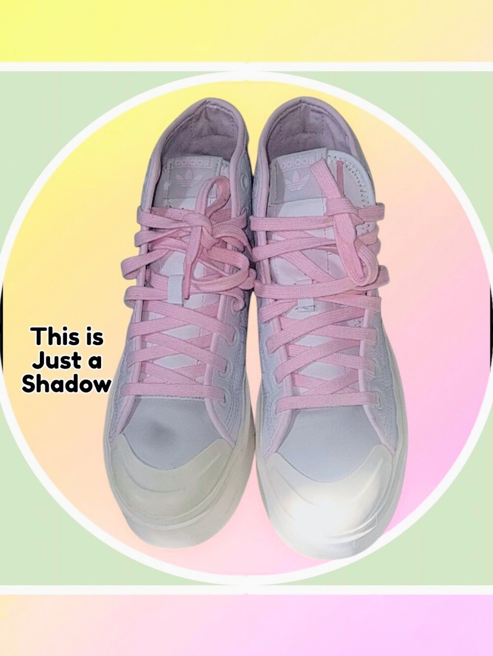 Sz 8 Adidas Mid Top Textured Leather Stacked Platform Nizza Sneakers w Pink Trim